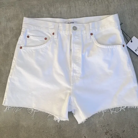 NWT Re/Done Originals 50s Cutoffs Jean Shorts in White