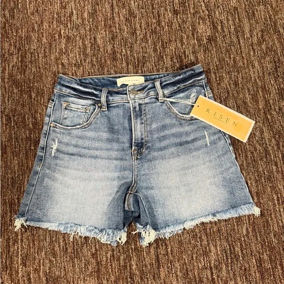 NWT Risen Los Angeles High Rise Denim shorts size Small Pit