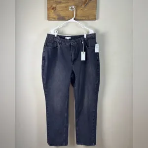 NWT Size 16 Good American Slightly Distressed Grey Jeans Straight Leg High Waist