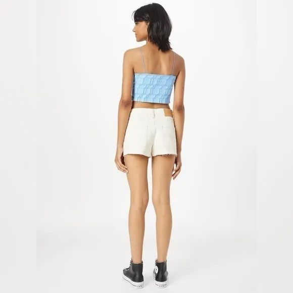 NWT Urban Outfitters Denim Shorts Size 31 Low Rise Harri Neutral Cream Color
