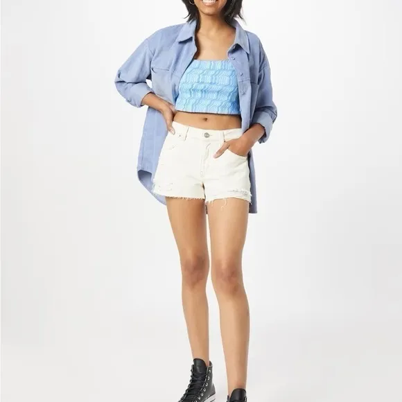 NWT Urban Outfitters Denim Shorts Size 31 Low Rise Harri Neutral Cream Color