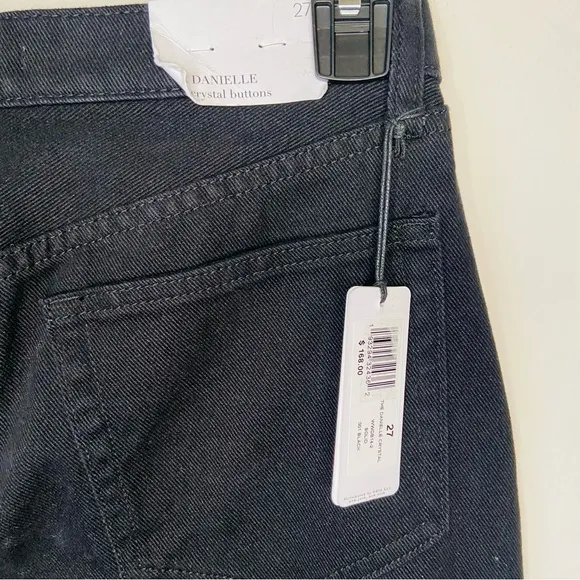 NWT WeWoreWhat The Danielle Crystal Button Fly Black Jeans