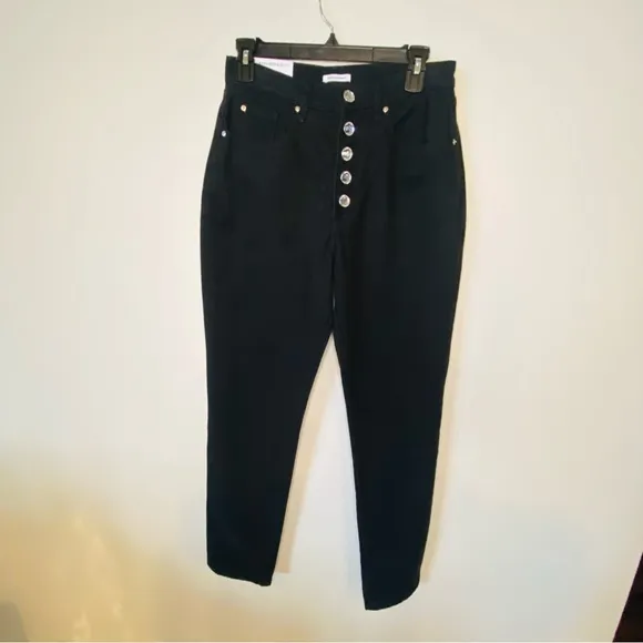 NWT WeWoreWhat The Danielle Crystal Button Fly Black Jeans