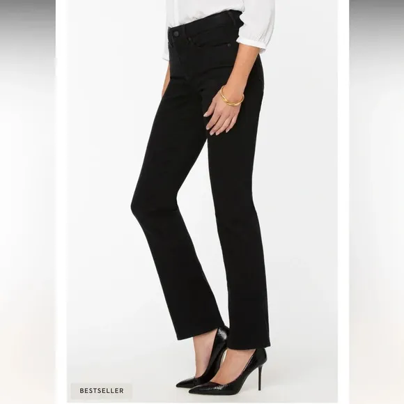NYDJ Extremely Strechy Black Straight Leg Lift Tuck Marilyn Jeans Womens Size 4