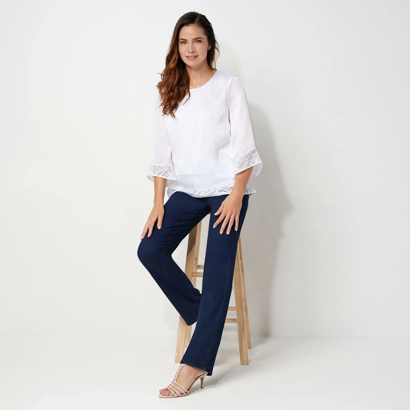 NYDJ Women's Marilyn Straight Leg Double Button Jeans