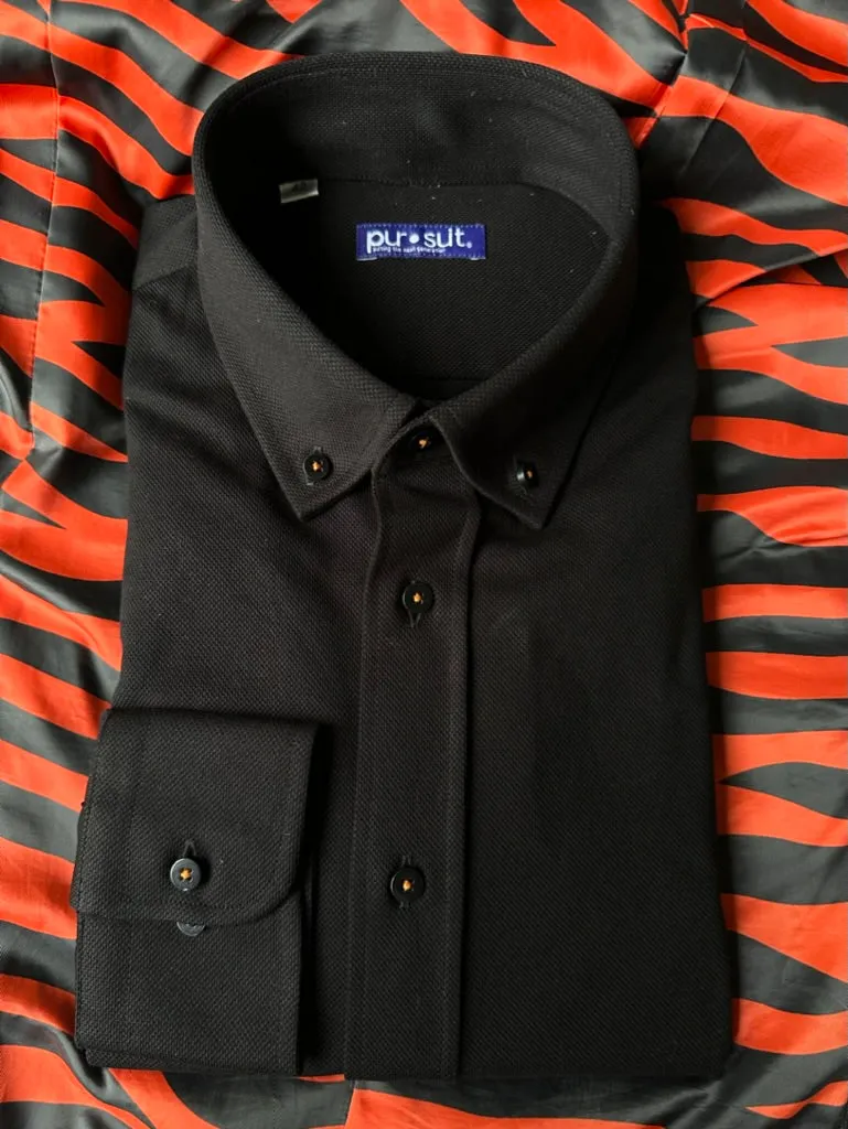 Ocho Polo Long Sleeve Black Dress Shirt (Final Sale)