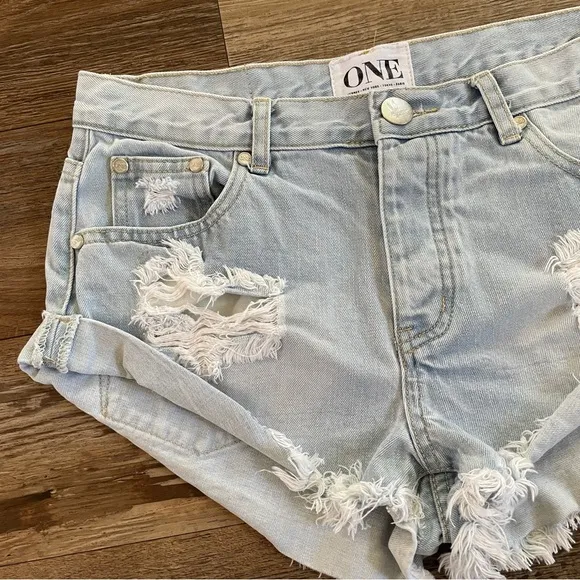 One teaspoon distressed short denim shorts 27