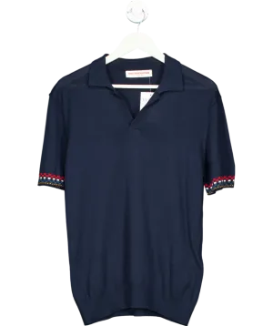 Orlebar Brown Blue Horton Polo Shirt 100% Cotton UK M
