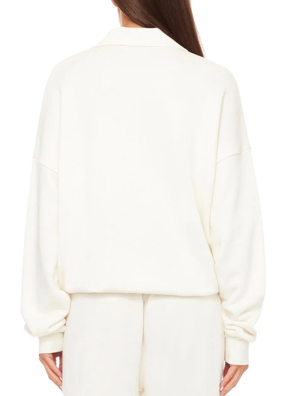 Oversized Polo Sweatshirt (Cream)