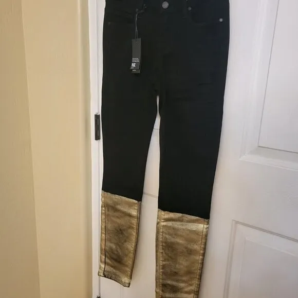 Paige Black Gold Coated Verdugo Skinny Jeans SIZE:27 NWT