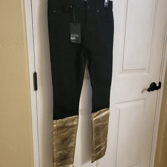 Paige Black Gold Coated Verdugo Skinny Jeans SIZE:27 NWT