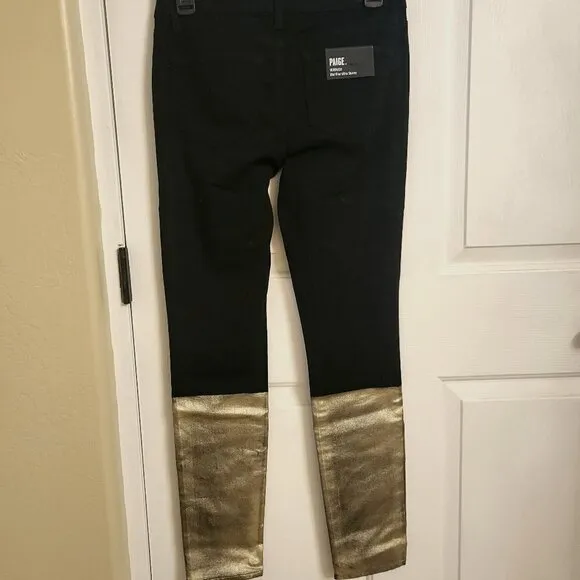 Paige Black Gold Coated Verdugo Skinny Jeans SIZE:27 NWT