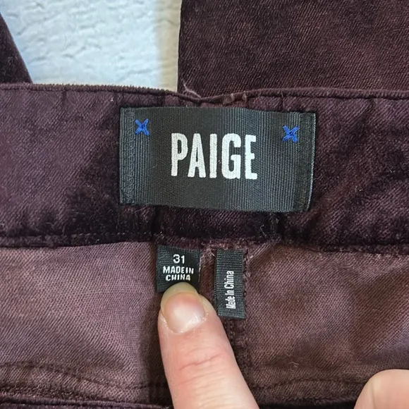 Paige Hoxton Ankle‎ Velvet Jeans Sz 31