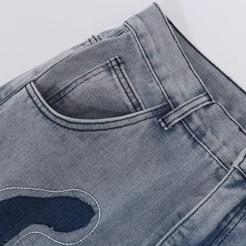 Past Future | Hip Hop Blue Patchwork Jeans