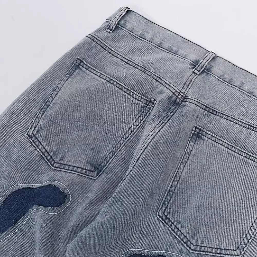 Past Future | Hip Hop Blue Patchwork Jeans