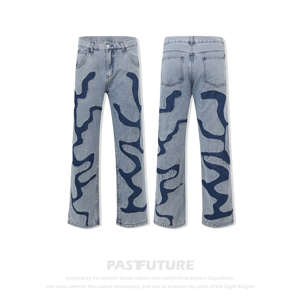 Past Future | Hip Hop Blue Patchwork Jeans