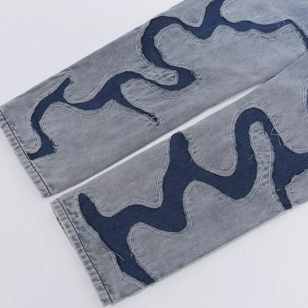 Past Future | Hip Hop Blue Patchwork Jeans