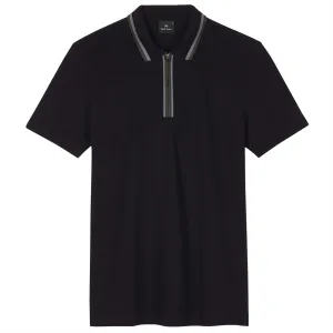 PAUL SMITH CONTRAST TIPPING ZIP-NECK POLO SHIRT