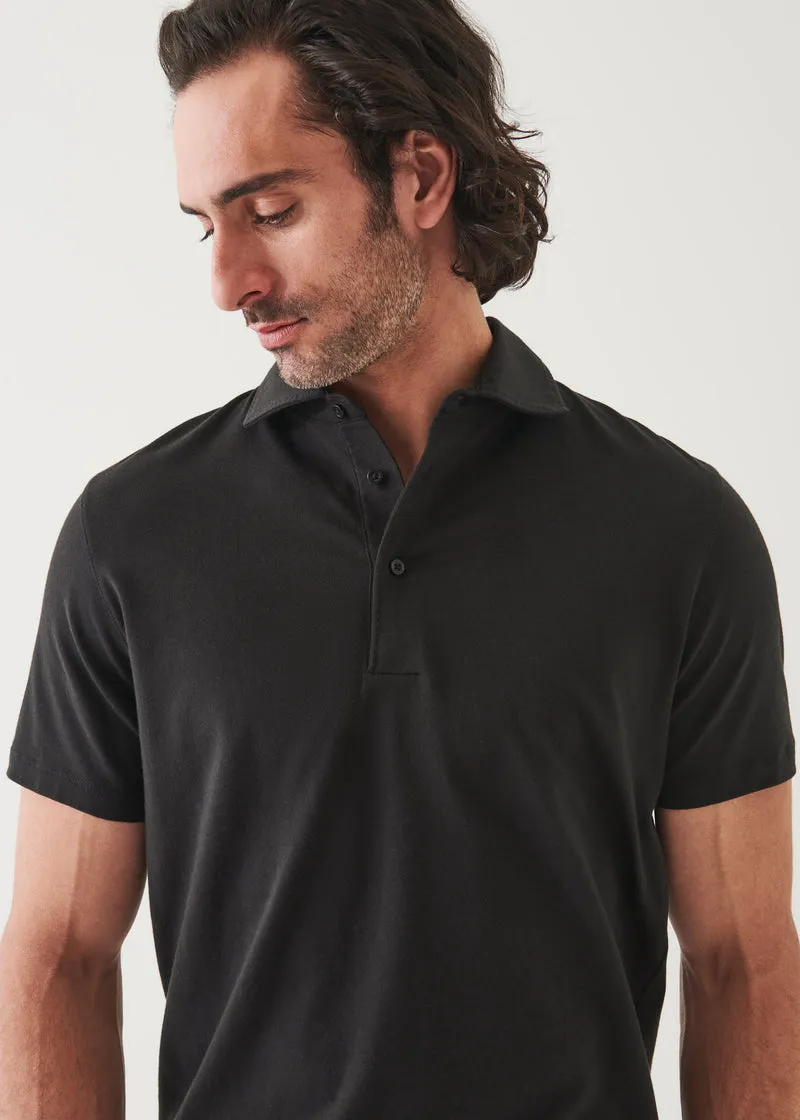 PIMA COTTON STRETCH POLO - Black