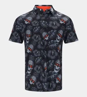 PINEAPPLE SKULLZ POLO - BLACK/ ORANGE