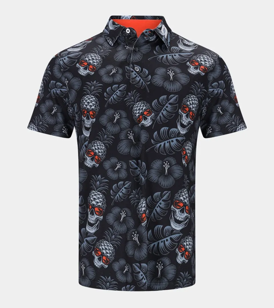 PINEAPPLE SKULLZ POLO - BLACK/ ORANGE