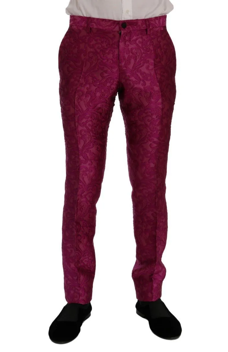 Pink Jacquard 3 Piece Slim fit Suit