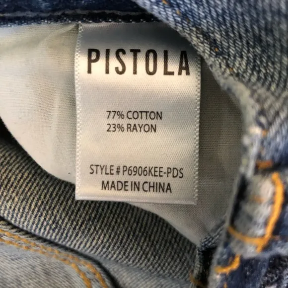 PISTOLA Charlie High Rise Cropped Straight Denim Leg In Pulse Size 26