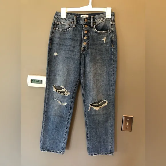PISTOLA Charlie High Rise Cropped Straight Denim Leg In Pulse Size 26