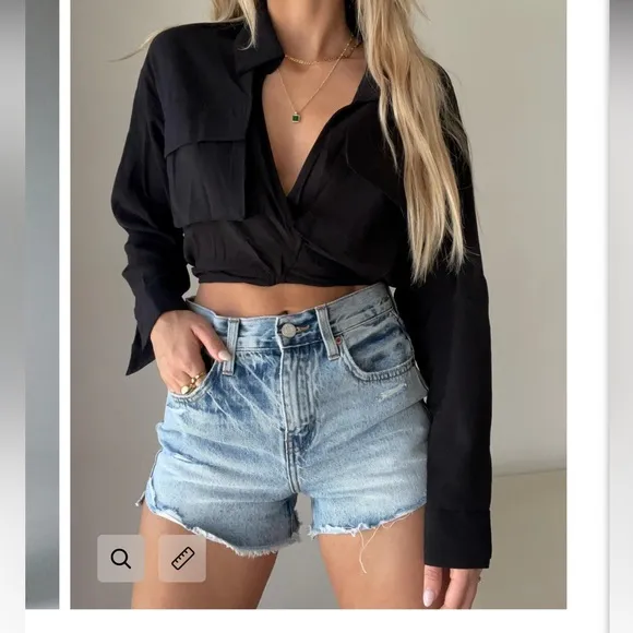 PISTOLA nova relaxed high rise cut off denim shorts  size 26