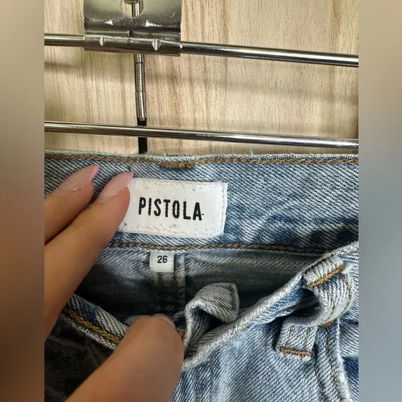 PISTOLA nova relaxed high rise cut off denim shorts  size 26