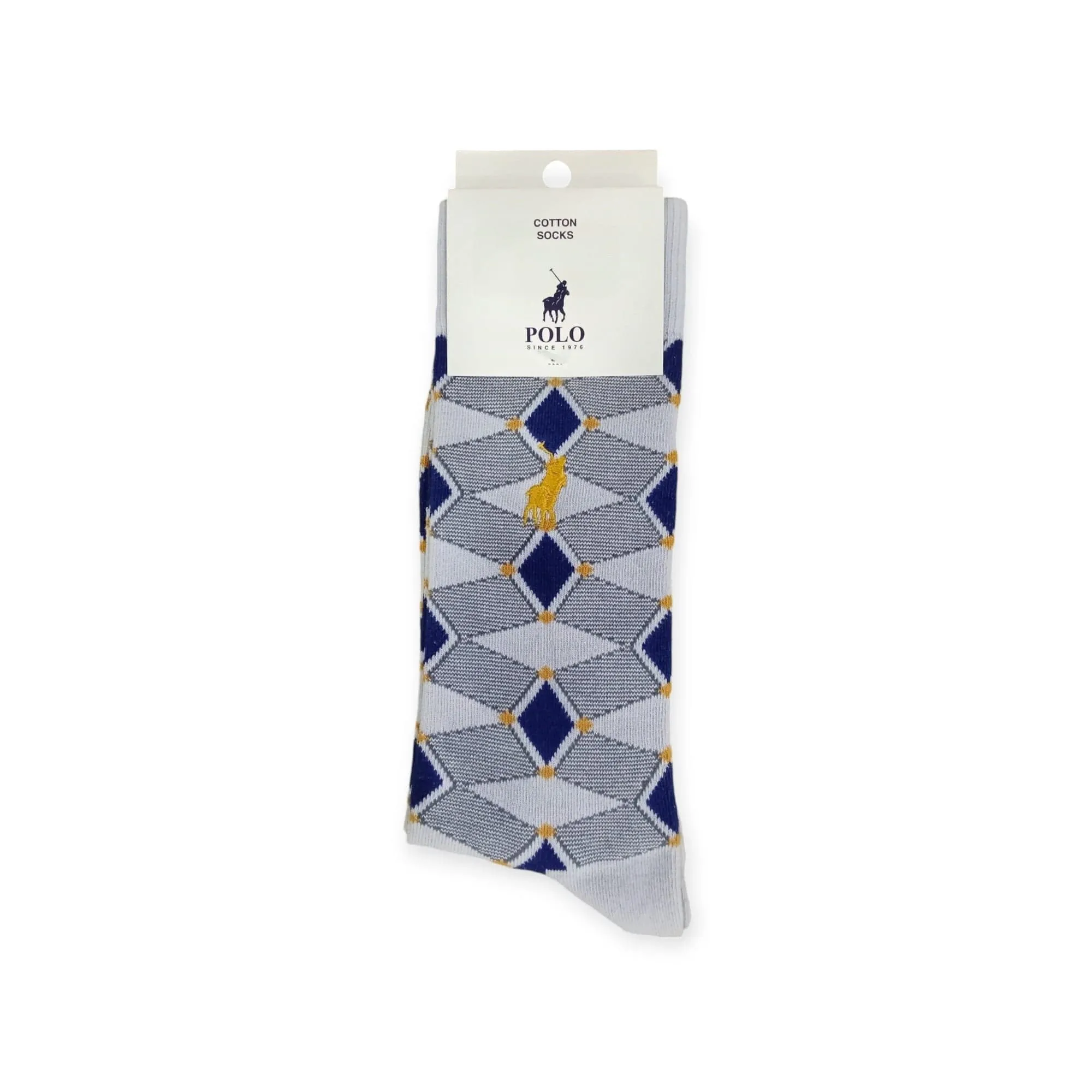 Polo Men's Cotton Socks Argyle Grey