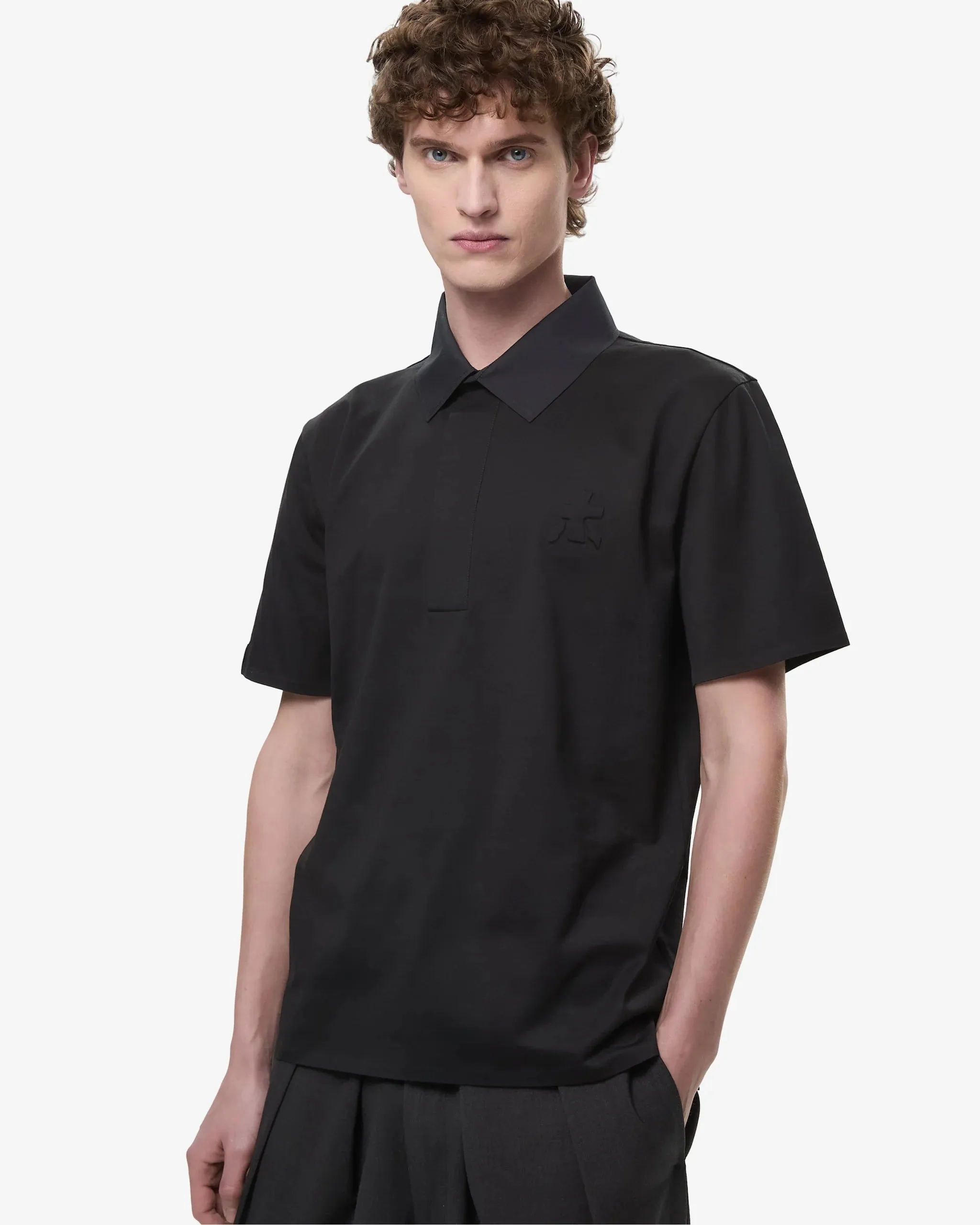 Polo Over in Cotton Jersey Black