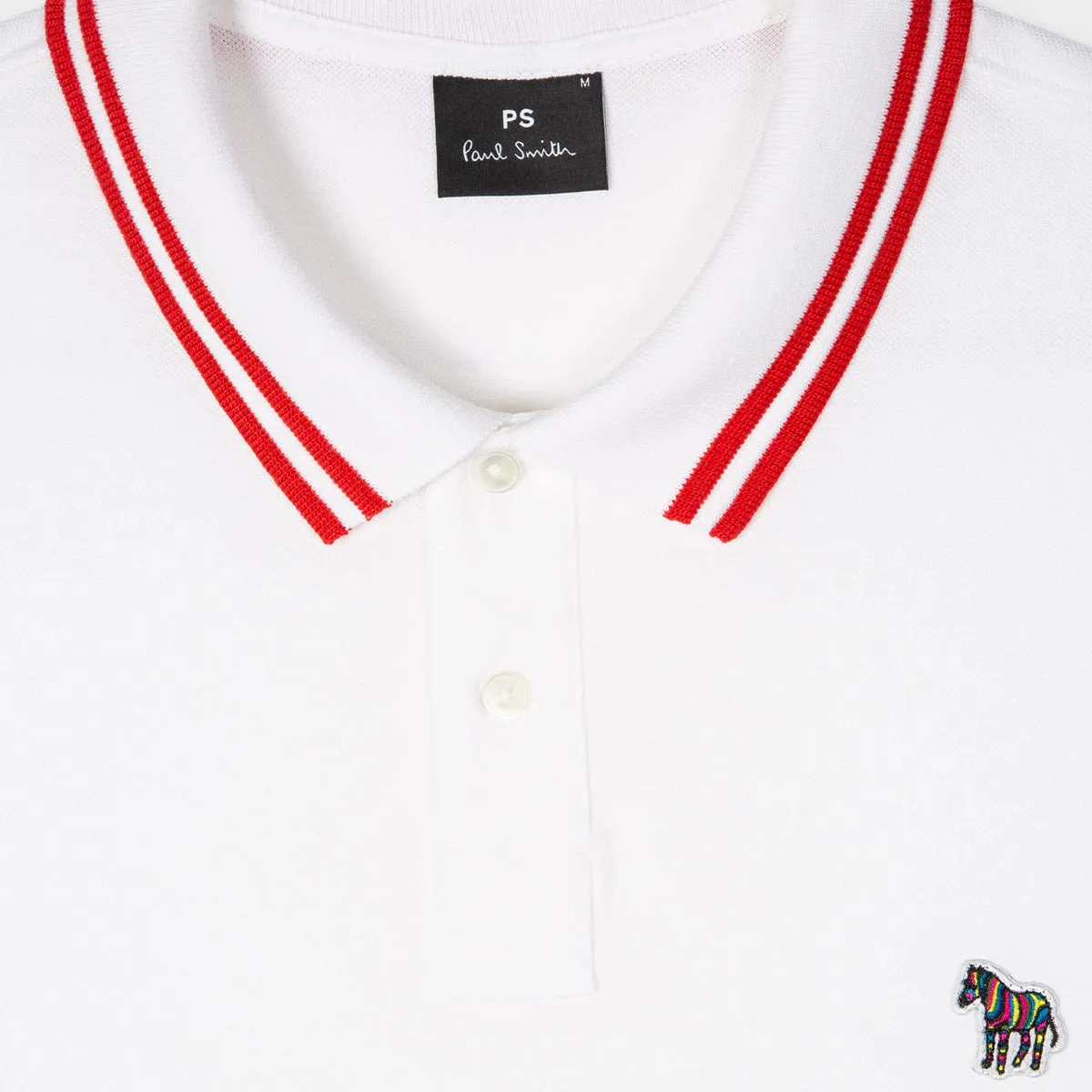 PS Paul Smith - Reg Fit Tipped Zebra Polo Shirt in White