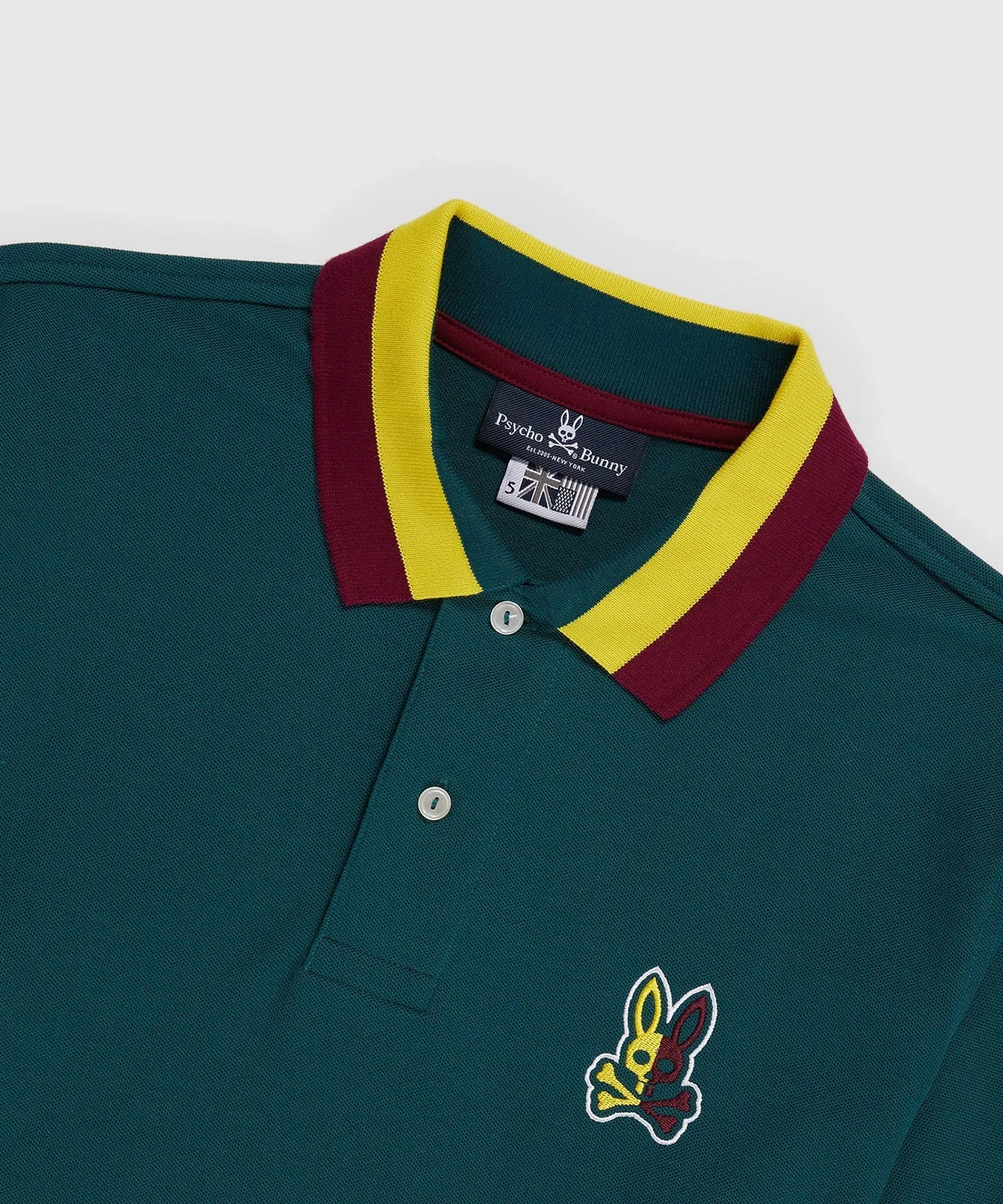 Psycho Bunny Cooper Stripe Collar Polo -  Spruce