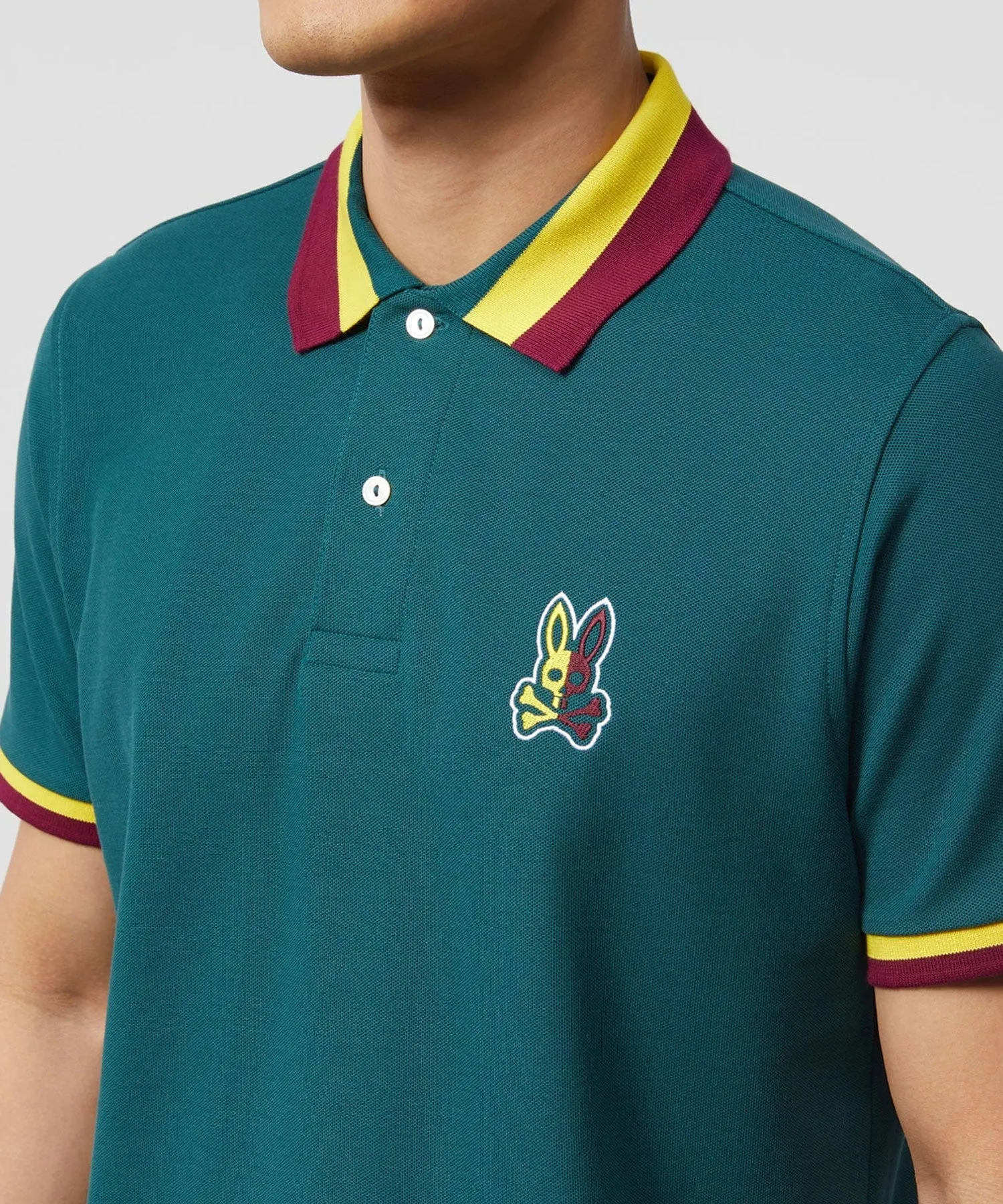 Psycho Bunny Cooper Stripe Collar Polo -  Spruce