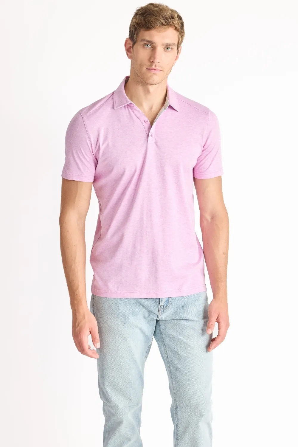 Raffi Open Collar Polo - Violet