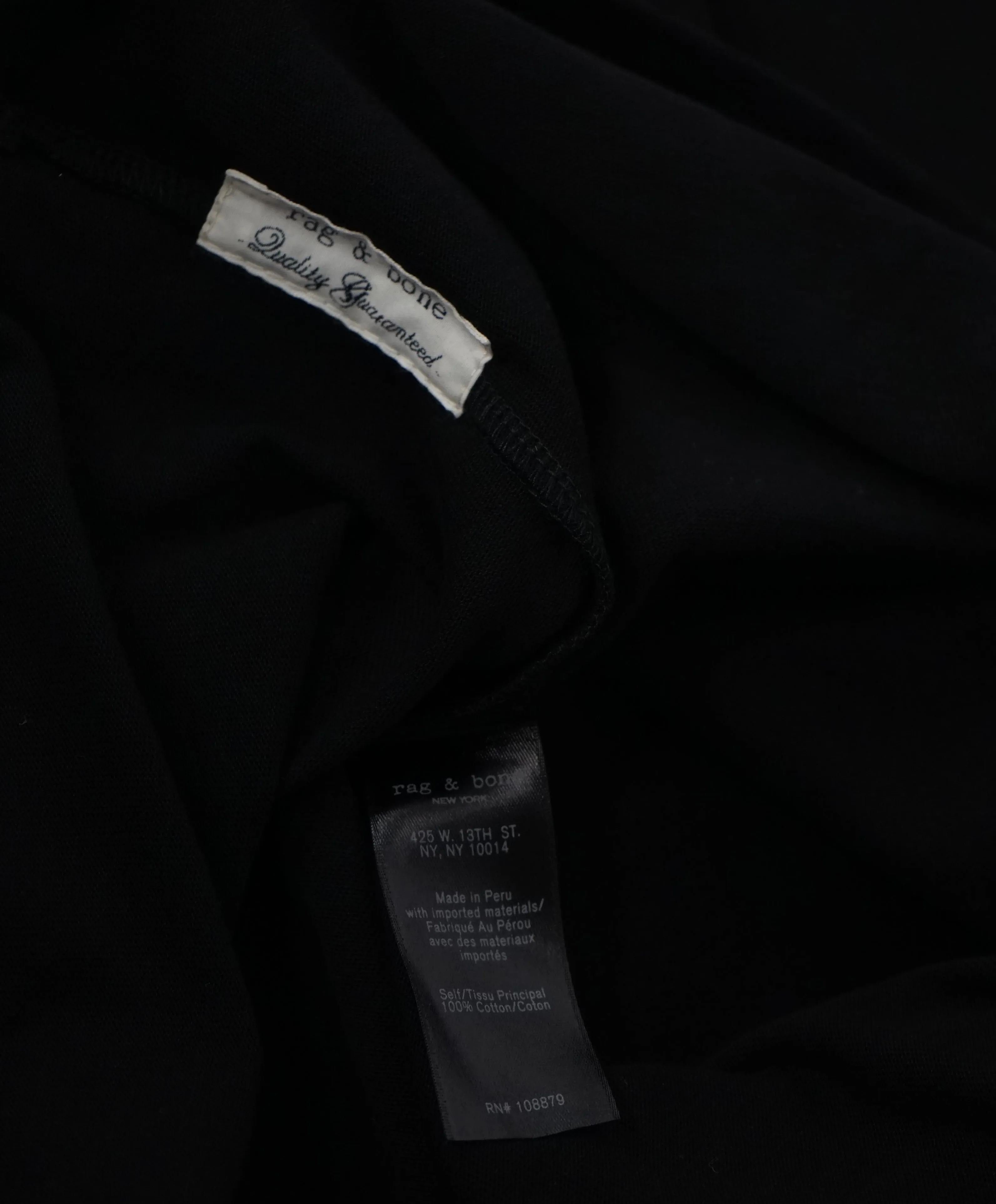 Rag & Bone - “8” Cotton Black Crew Neck T-Shirt - M