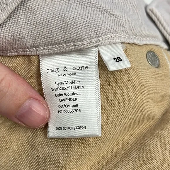 Rag &amp; Bone Andi High Rise Wide Leg Ankle Rigid Denim Jeans Lavender - Size 26