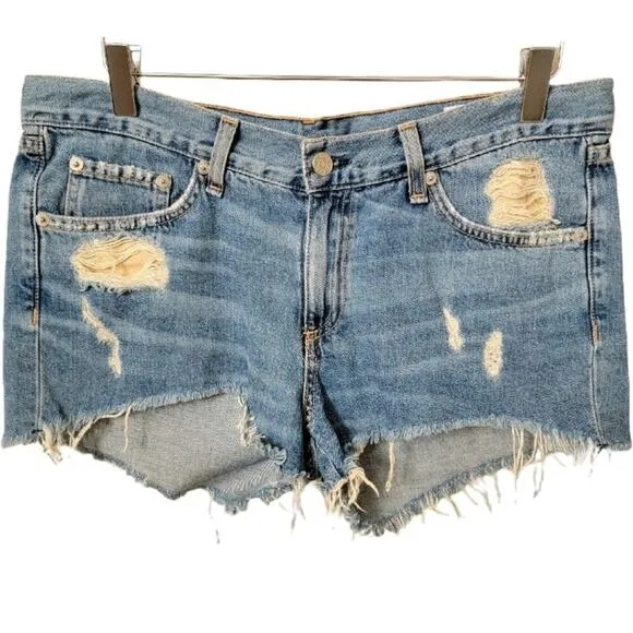Rag &amp; Bone Distressed Cut Off Winnie Denim Jean Shorts