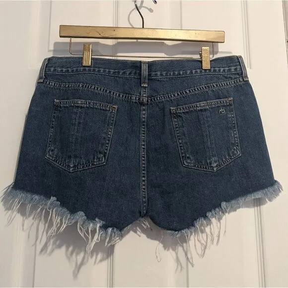 Rag and Bone Mason Distressed Denim Shorts Raw Hem