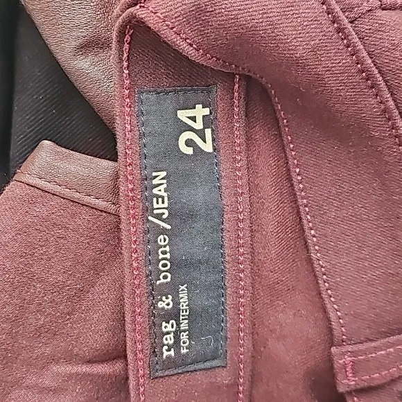 Rag&amp;bone intermix lambskin jeans Burgundy Size 24