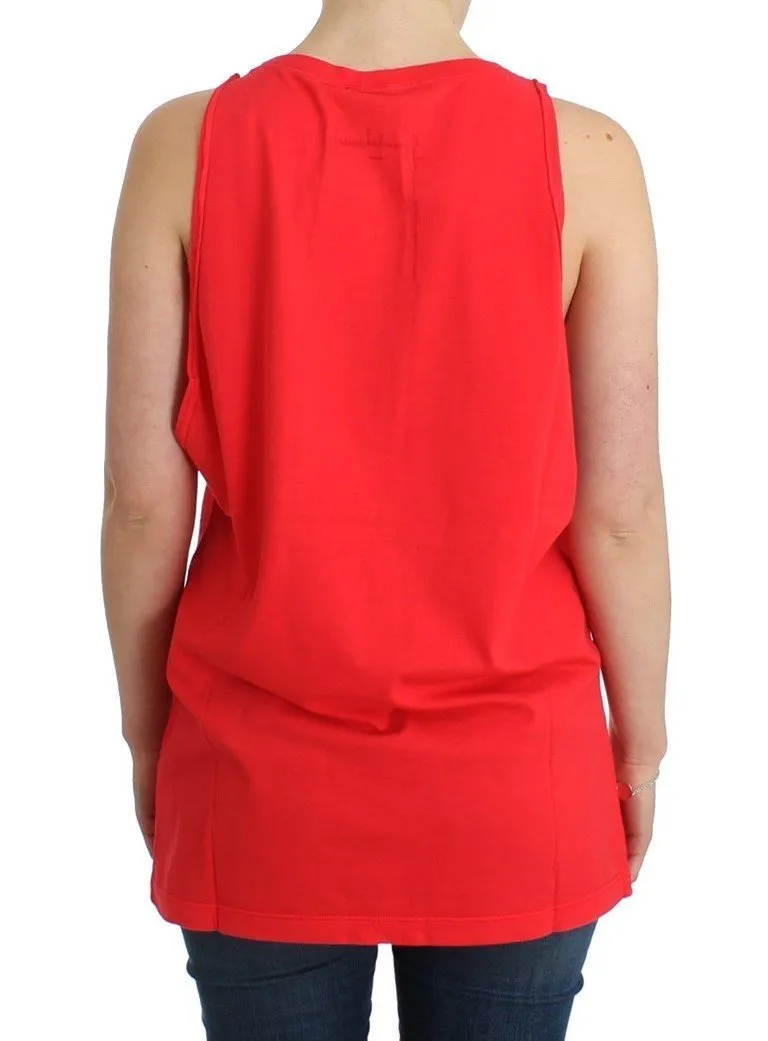 Red sleeveless cotton top