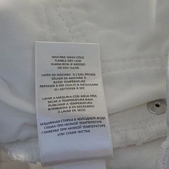 RE/DONE 70s Stove Pipe Straight Leg High Rise Raw Hem Jeans White Button Fly 32