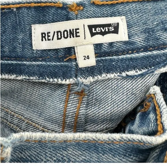 RE/DONE x Levi’s Reconstructed Frayed Raw Hem Blue Jeans sz 24