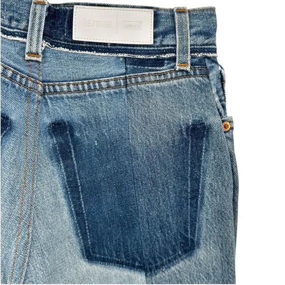 RE/DONE x Levi’s Reconstructed Frayed Raw Hem Blue Jeans sz 24
