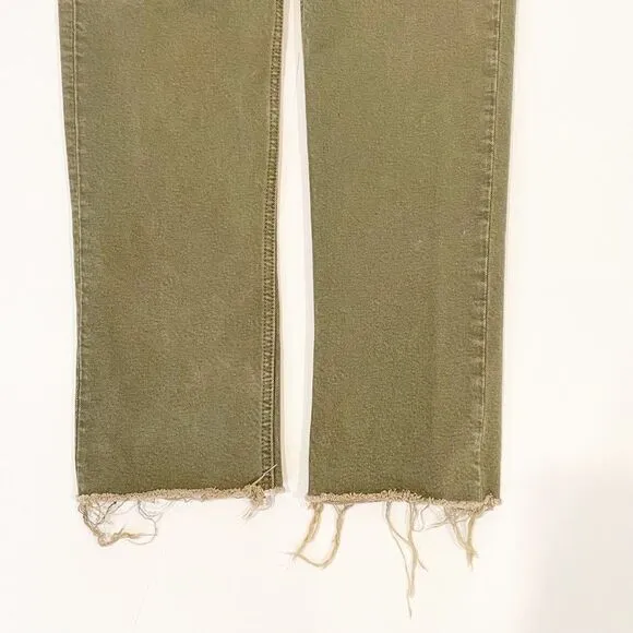 Re/Done 70s High Rise Stove Pipe frayed cropped straight-leg Jeans Button Fly 24