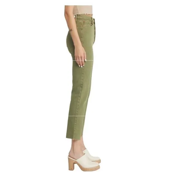 Re/Done 70s High Rise Stove Pipe frayed cropped straight-leg Jeans Button Fly 24