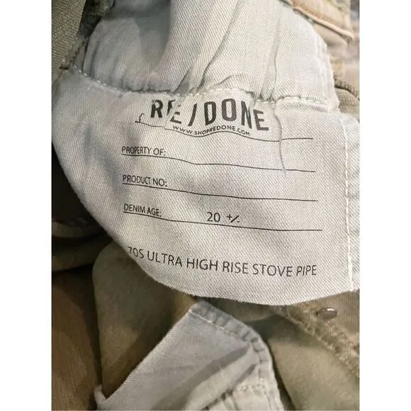 Re/Done 70s High Rise Stove Pipe frayed cropped straight-leg Jeans Button Fly 24