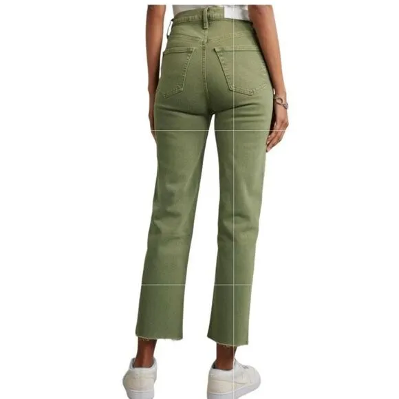Re/Done 70s High Rise Stove Pipe frayed cropped straight-leg Jeans Button Fly 24