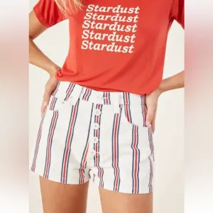 Reformation Charlie High-Rise Denim Shorts Grenada Stripe size 24 New with tags